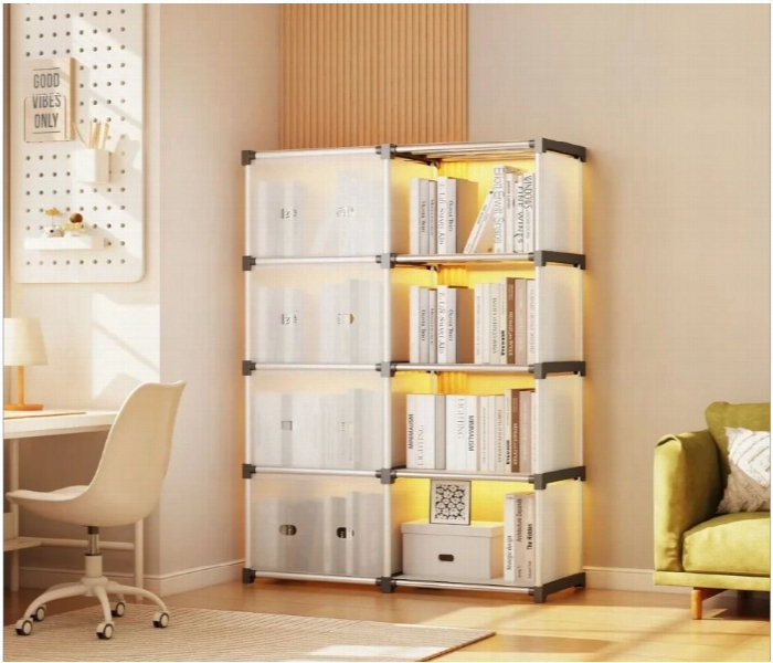Dust Proof Bookshelf Wardrobe Storage Rack Floor Standing Multi Layer Organizer Cabinet For Home Living Room Bedroom - Zoom Image 2