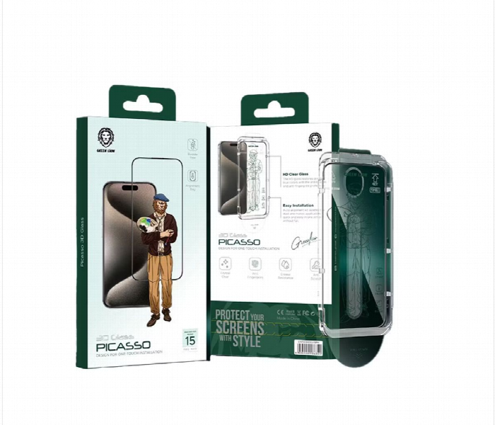 Green Lion Picasso 3D Glass  Iphone 15 Pro Clear - Zoom Image 3