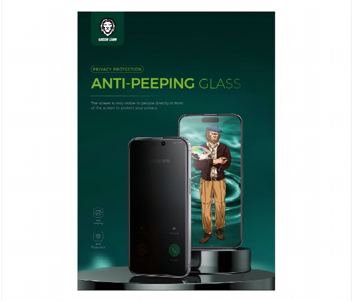 Green Lion Picasso 3D Privacy Glass Iphone 15 Pro Black - Zoom Image 3
