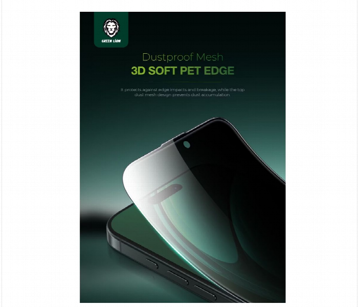 Green Lion 3D Silicone Plus Advanced Privacy Edge Glass For Iphone 16 Pro Max  Black - Zoom Image 3
