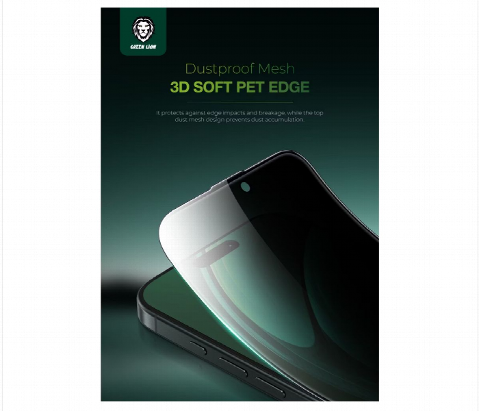 Green Lion 3D Silicone Plus Advanced Privacy Edge Glass For Iphone 16 Pro  Black - Zoom Image 3