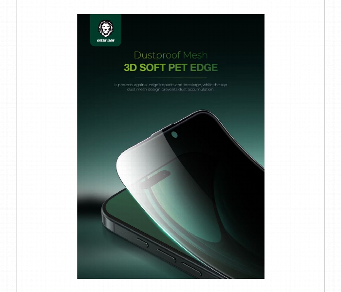 Green Lion 3D Silicone Plus Advanced Privacy Edge Glass For Iphone 16 - Zoom Image 3