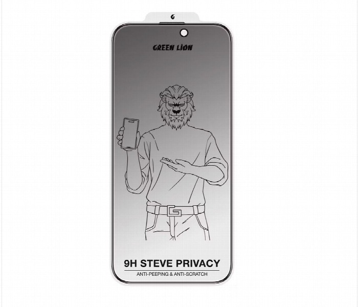 Green Lion 9H Steve Privacy Full Glass Screen Protector For Iphone 16 Pro Max  Black - Zoom Image 2