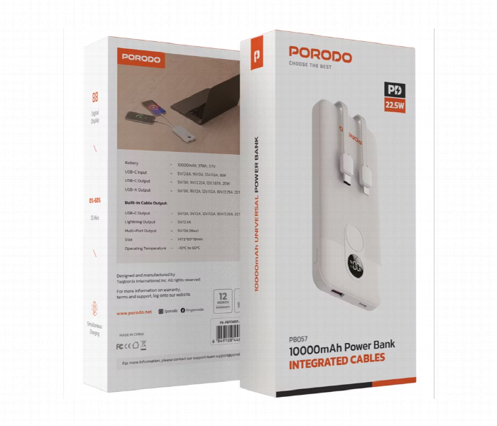 Porodo 10000Mah Powerbank 2Xtype C White - Zoom Image 3