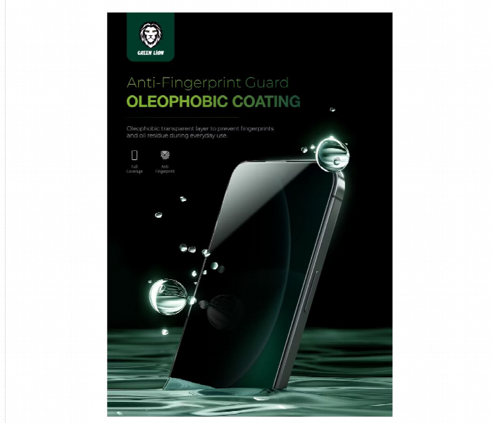 Green Lion 9H Steve Privacy Full Glass Screen Protector For Iphone 16 Pro Black - Zoom Image 2