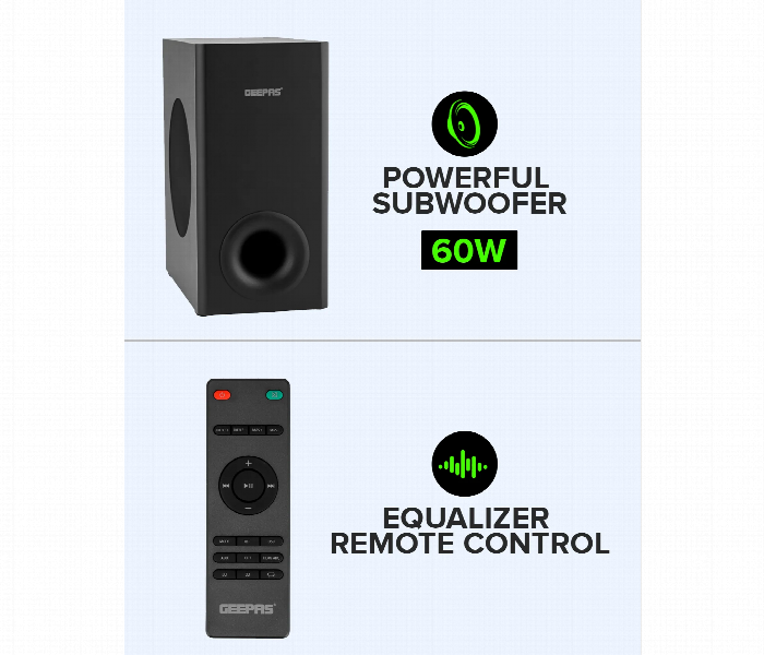 Geepas Gms11173 Wireless Sound Bar System With Wireless Subwoofer Remote Control And Led Display - Zoom Image 5