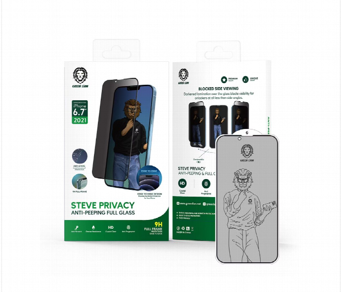 Green Lion 9H Steve Privacy Full Glass Screen Protector For Iphone 12 Pro Max - Zoom Image 4