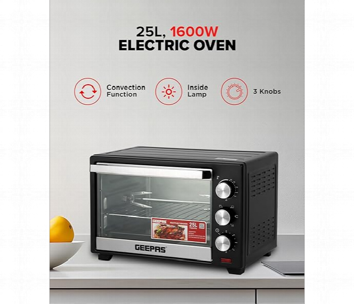Geepas Go34040 Electric Oven 25L 1600W With Rotisserie Perfect For Baking And Grilling - Zoom Image 6