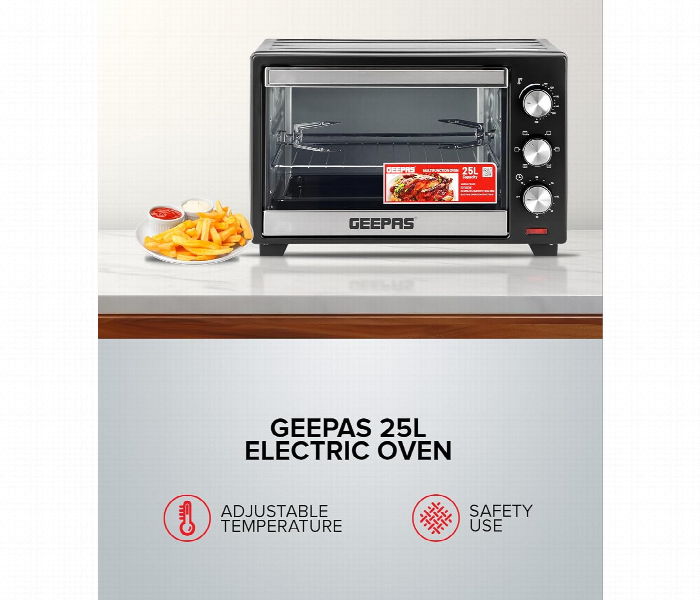 Geepas Go34040 Electric Oven 25L 1600W With Rotisserie Perfect For Baking And Grilling - Zoom Image 7