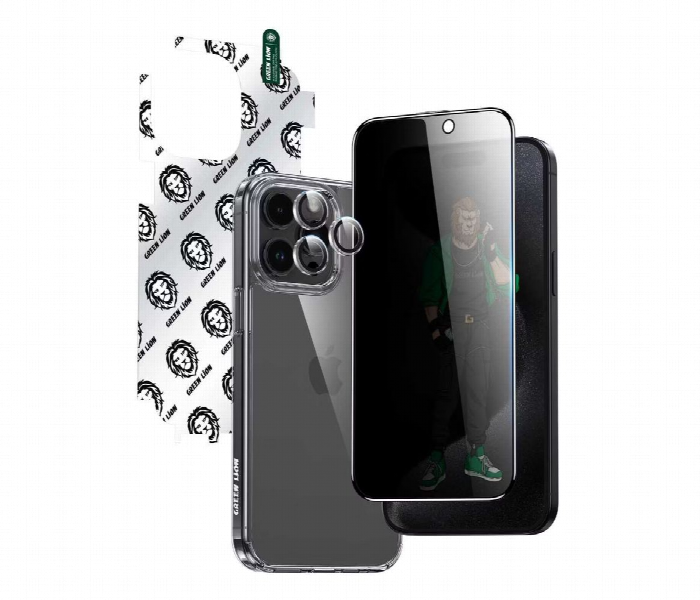 Green Lion 4 In 1 Defender Pack Privacy For Iphone 15 Pro - Zoom Image 2