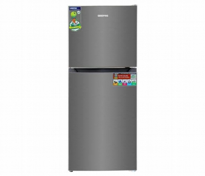 Geepas Grf2522Sxn 180L Net Capacity Stainless Steel Double Door Refrigerator With Multi Air Flow Body - Zoom Image 1