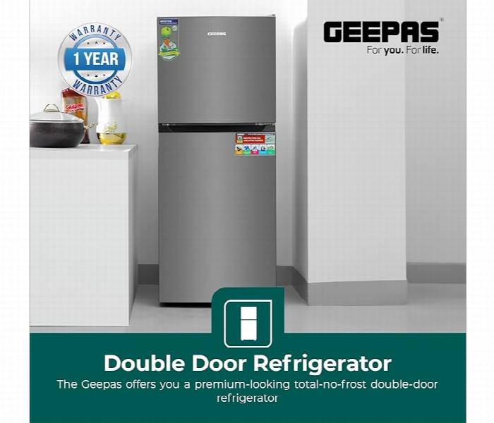 Geepas Grf2522Sxn 180L Net Capacity Stainless Steel Double Door Refrigerator With Multi Air Flow Body - Zoom Image 3