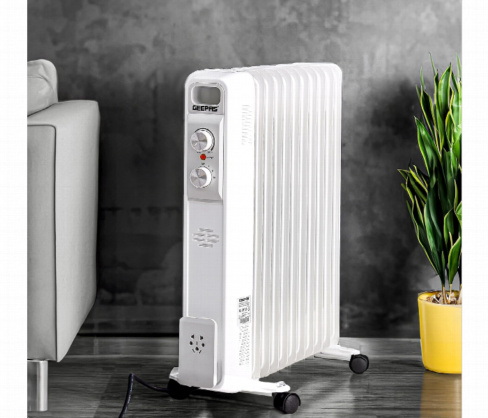Geepas Grh28534Uk 11 Fins Oil Filled Portable Electric Heater 2500W With Adjustable Temperature - Zoom Image 3