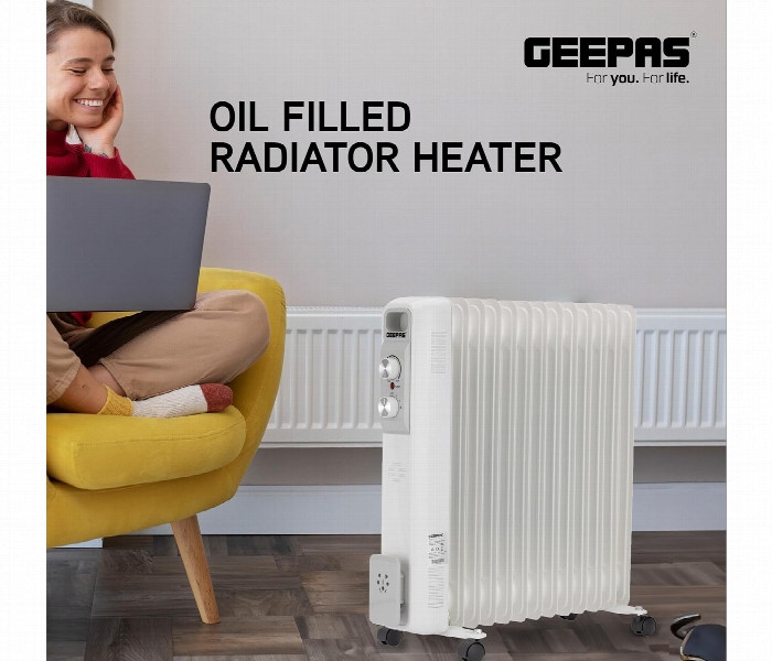 Geepas Grh28562 13 Fins Oil Filled Radiator Heater With Adjustable Thermostat And Overheat Protection - Zoom Image 2