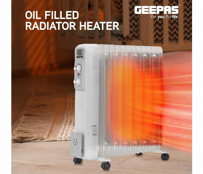 Geepas Grh28562 13 Fins Oil Filled Radiator Heater With Adjustable Thermostat And Overheat Protection - Zoom Image 3
