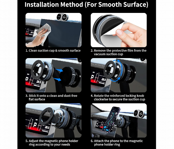 Magnetic Phone Stand For Car 360 Degree Rotatable Phone Holder Strong Magnet Foldable Car Mount With Suction Cup - Zoom Image 3