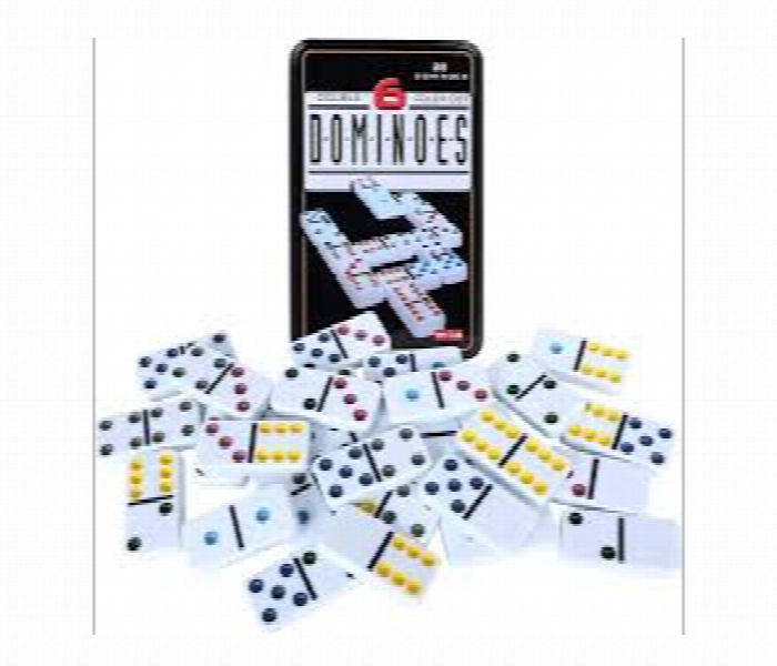 Kids Adults Classic Family 28 Tile Colored Dots Domino - Zoom Image