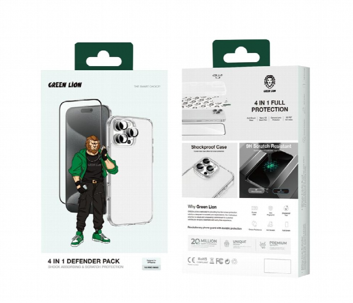 Green Lion 4 In 1 Defender Pack Iphone 16 Pro Max Clear - Zoom Image 1