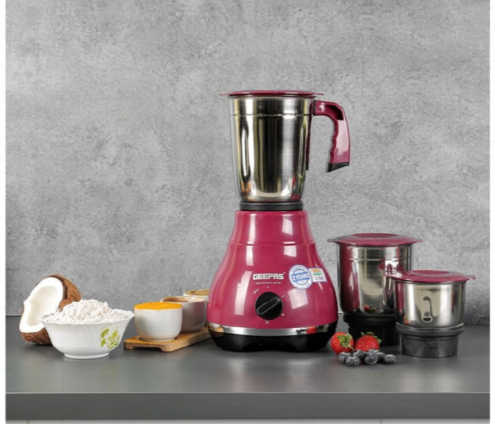 Geepas Gsb44087 650W Powerful 3 In 1 Mixer Grinder Copper Motor Stainless Steel Jars - Zoom Image 2