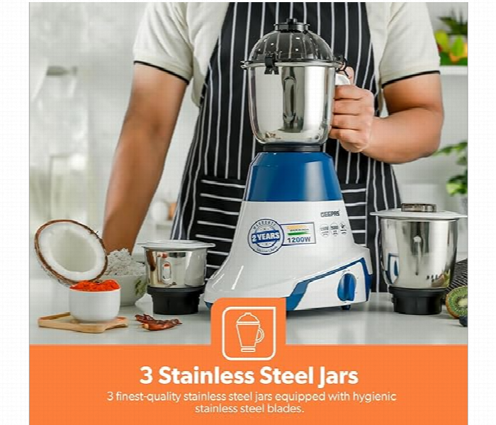 Geepas Gsb44088 3 In 1 1200W Stainless Steel Mixer Grinder - Zoom Image 3