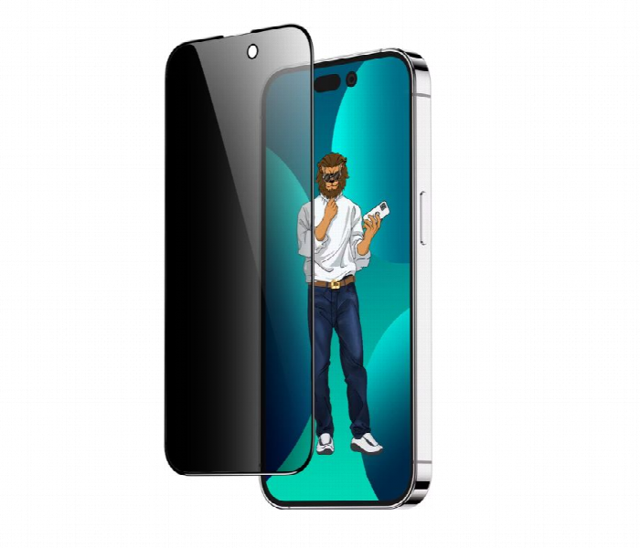 Green Lion 9H Steve Privacy Full Glass Screen Protector For Iphone 14 Pro 6.1 Inch Black - Zoom Image 1