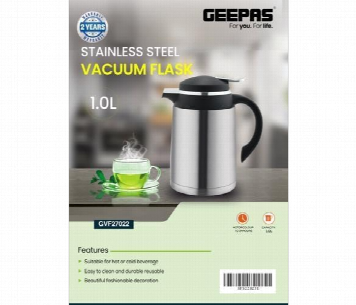 Geepas Gvf27022 1L Stainless Steel Vacuum Flask For Upto 24 Hours Suitable For Indoor And Outdoor Use - Zoom Image 5