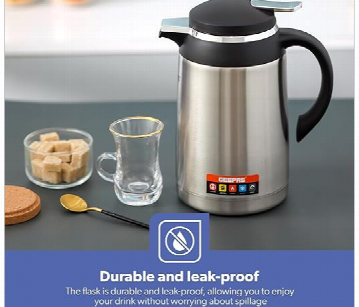 Geepas Gvf27023 1.3L Stainless Steel Vacuum Flask For 24 Hours Suitable And Comfortable To Hold And Carry - Zoom Image 2