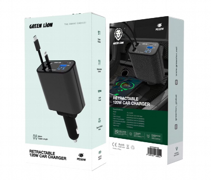 Green Lion Retractable 120W Car Charger - Zoom Image 3