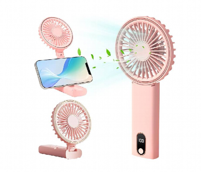 Xleen Led Digital Display Hand Fan Pink - Zoom Image
