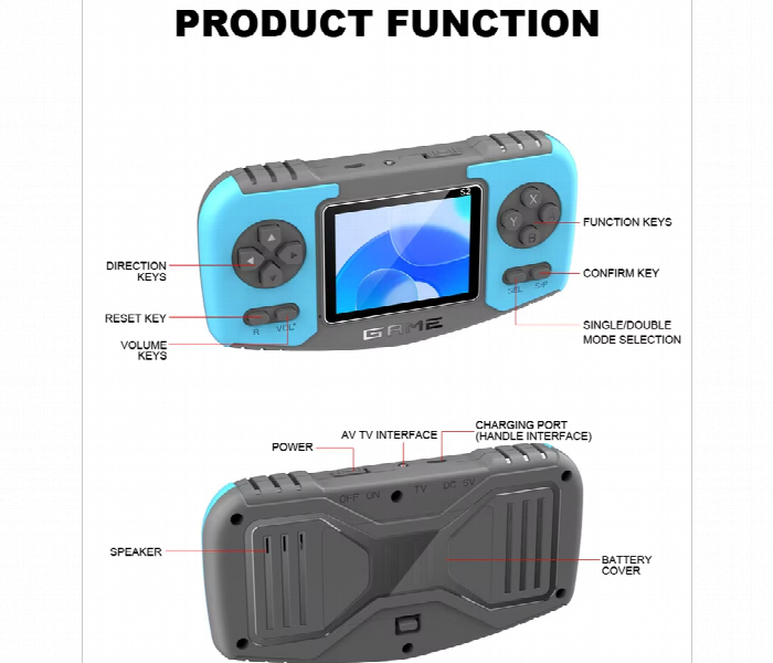 Kids Handheld Game Console With 200 Games 25 Inch Screen Portable Retro Video Game Player For Boys Girls - Zoom Image 3