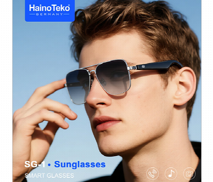 Haino Teko Sq 1 Smart Sunglasses With Bluetooth Audio And Uv Protection Stylish Wearable For Music And Calls - Zoom Image 4