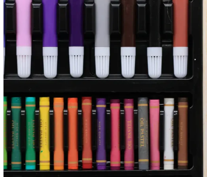 198 Pcs Wooden Art Set For Kids And Adults Drawing Painting Coloring Kit With Crayons Pencils And Watercolors - Zoom Image 4