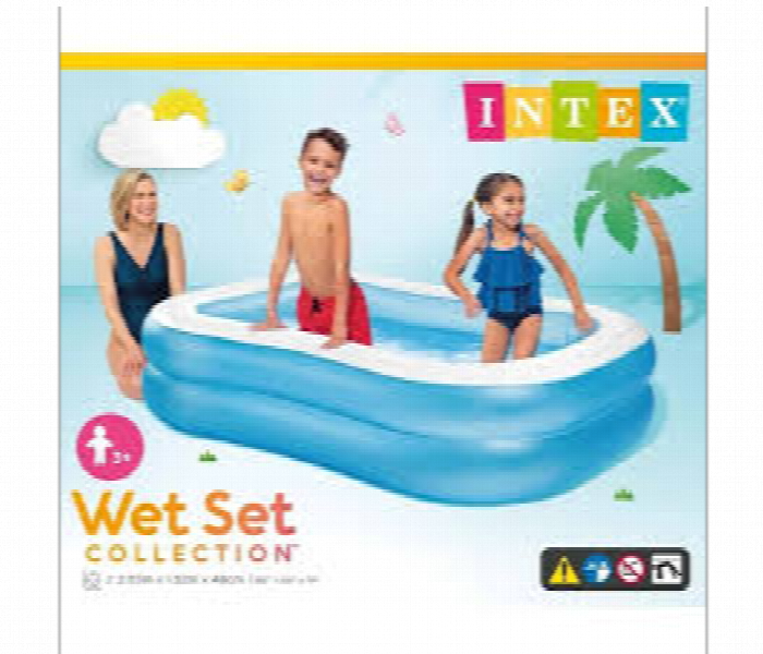 Intex 57180 Rectangular Swimming Pool White And Blue 2 03M X 1 52M X 48 Cm - Zoom Image