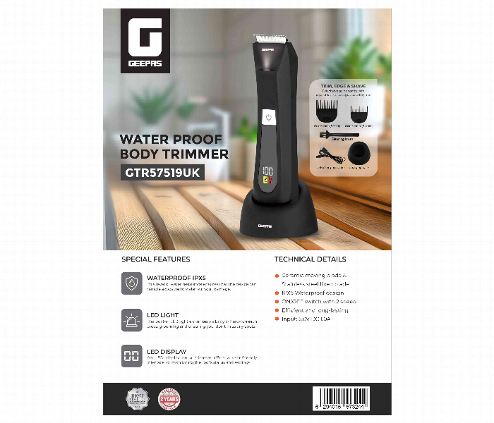 Geepas Gtr57519Uk Portable Waterproof Body Trimmer - Zoom Image 3