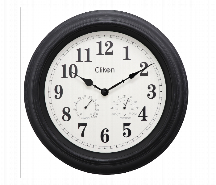 Clikon Ck1127 15.8 Inch Wall Clock With Temperature And Humidity Display - Zoom Image