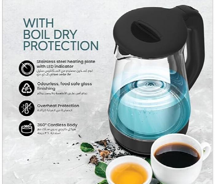 Clikon Ck5147   1.7L 1850W 2200W Glass Body Electric Cordless Kettle With Auto Cut Off Function - Zoom Image 6