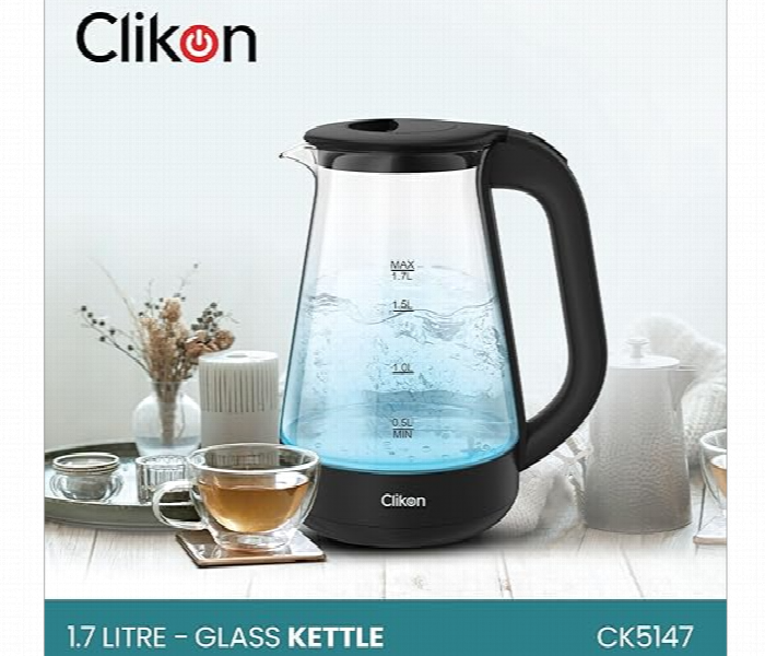 Clikon Ck5147   1.7L 1850W 2200W Glass Body Electric Cordless Kettle With Auto Cut Off Function - Zoom Image 5