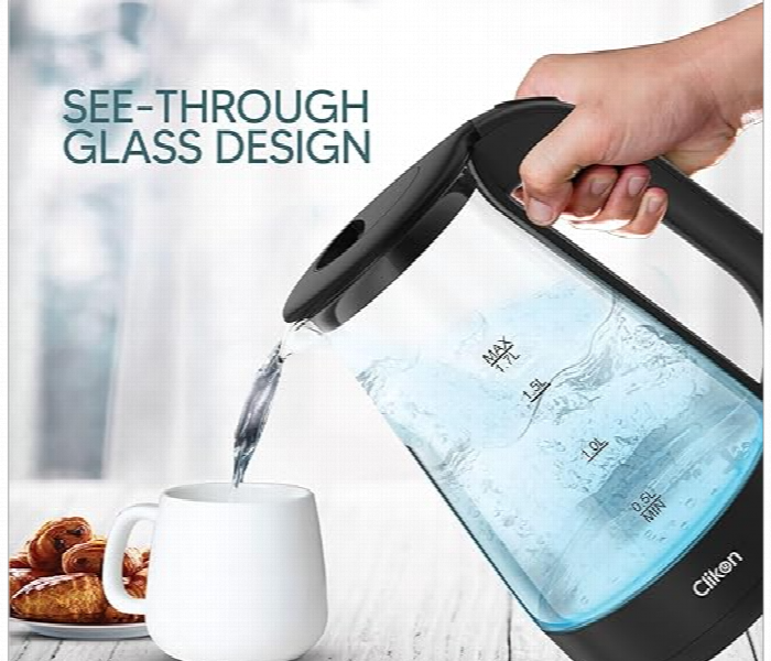 Clikon Ck5147   1.7L 1850W 2200W Glass Body Electric Cordless Kettle With Auto Cut Off Function - Zoom Image 4