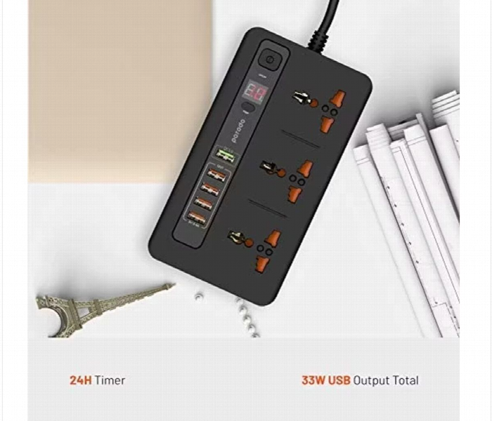 Porodo Multi Function Power Hub With Timer  White - Zoom Image 5