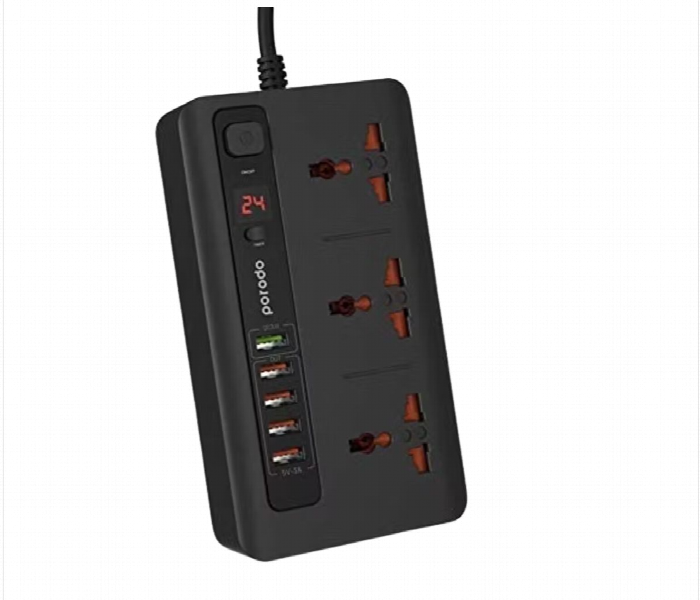 Porodo Power Hub With Power Socket Strip Black - Zoom Image 1