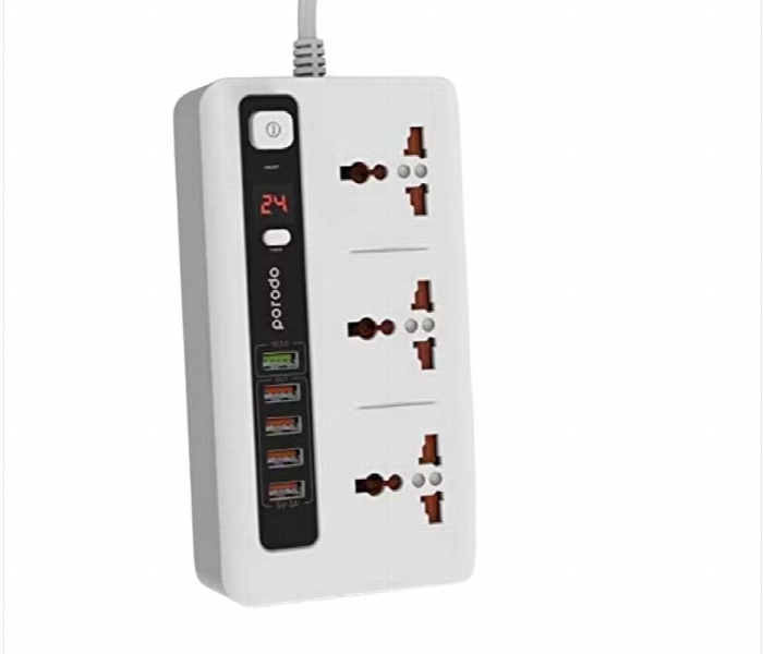 Porodo Power Hub With Power Socket Strip White - Zoom Image 1