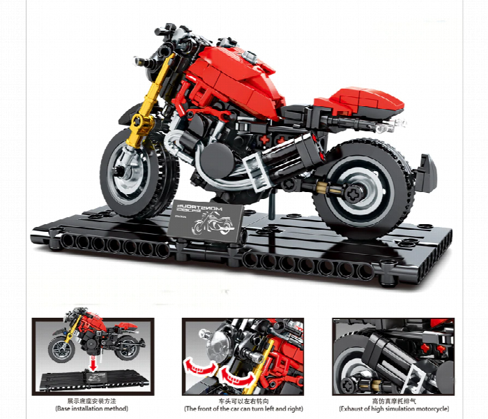 Moto Red Fast Dueati Motorcycle - Zoom Image 1