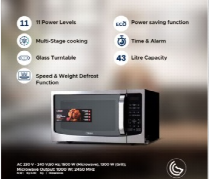 Clikon Ck4330 1500W 43L Digital Microwave Oven With 11 Power Levels And Multi Stage Cooking Function - Zoom Image 7