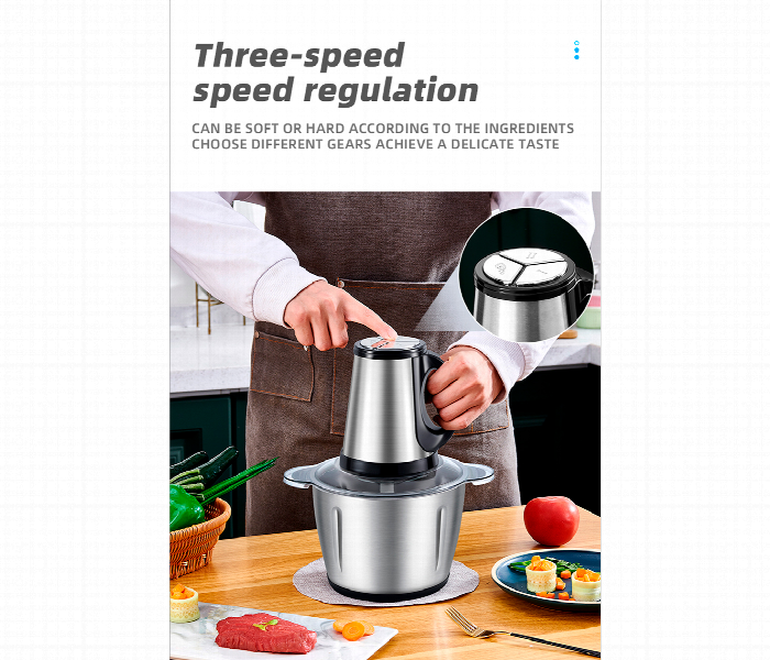Silver Crest Electric Chopper And Food Processor Usable 3L Capacity 3000 Watt Power - Zoom Image 3