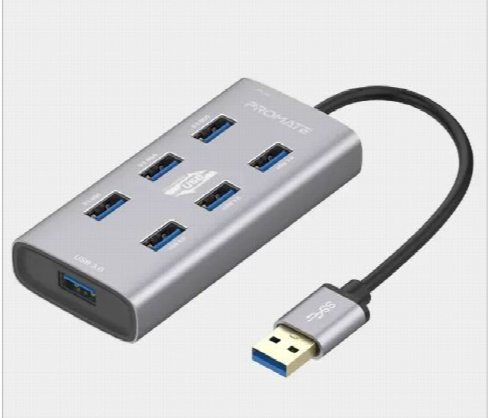 Promate 7 Ports Usb 3.0 Aluminium Alloy Usb Hub With Dual Input  Prmt7Prt - Zoom Image
