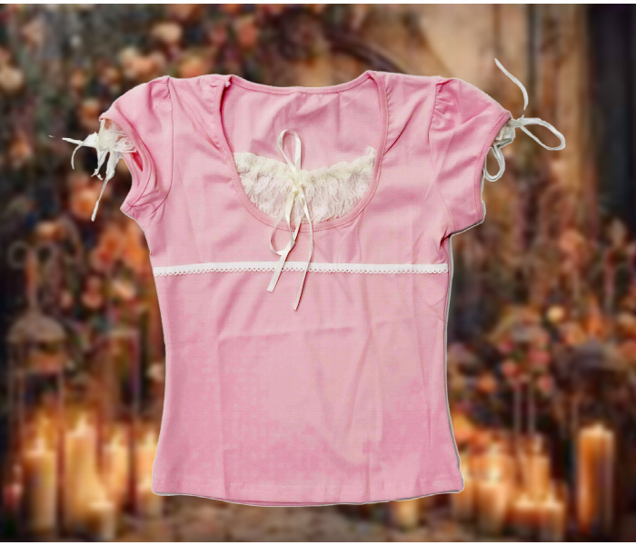Crop Tee Best Quality New Model Babe Pink Colour - Zoom Image