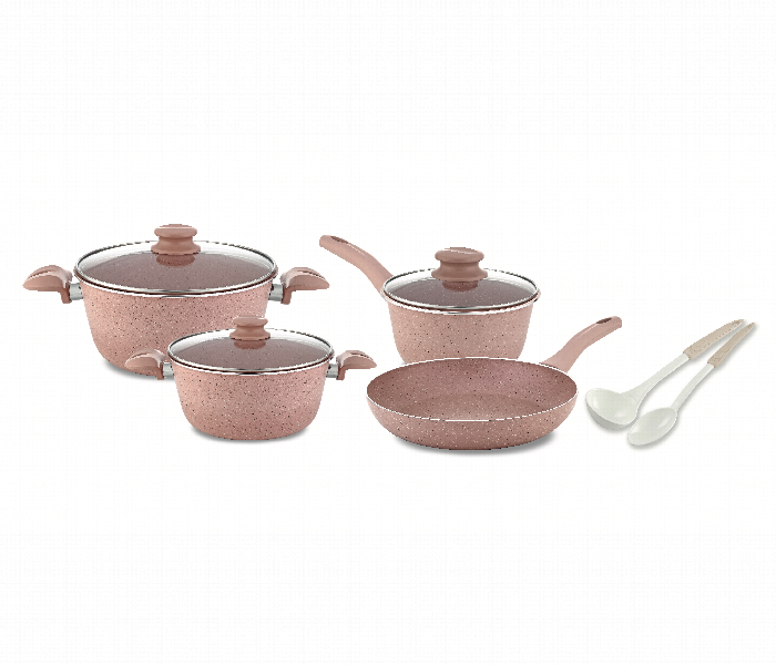 Avci Home Maker G S9 Vega Pn Vega 9 Pieces Granite Pink Cookware Set - Zoom Image