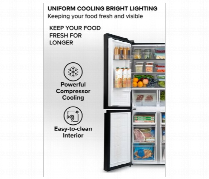 Clikon Ck6044 120W 492L  Premium French Four Door Refrigerator With Energy Saving And  Powerful Compressor Cooling - Zoom Image 3