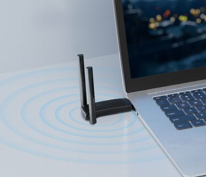 Porodo Dual Band Wifi6 Usb Adapter With Additional Usb A To Type C Adaptor And External Antenna - Zoom Image 4
