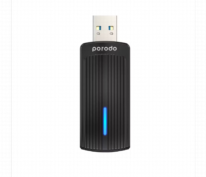 Porodo Dual Band Wifi6 Usb Adapter With Additional Usb A To Type C Adaptor Black - Zoom Image 1
